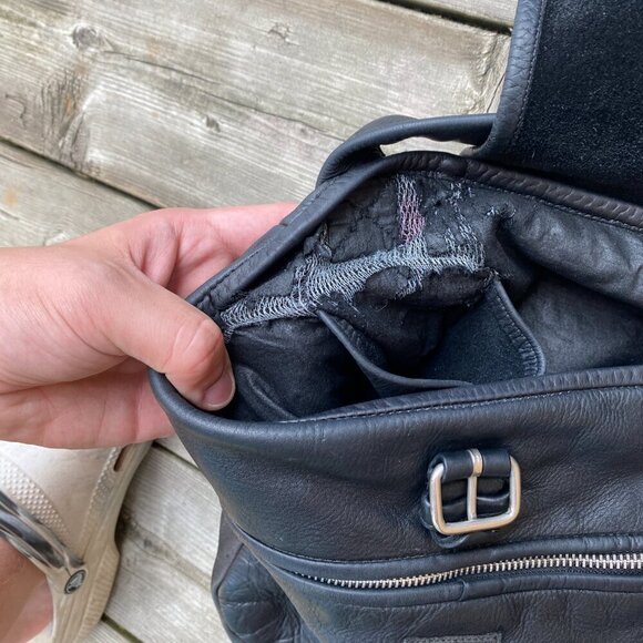 Vintage 90s M0851 Genuine Leather Handbag Purse Black - Picture 2 of 14